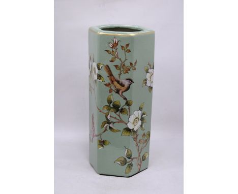 A LARGE HEXAGONAL SHAPED ORIENTAL STYLE STICK STAND