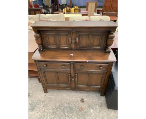 AN ERCOL STYLE COURT CUPBOARD, 48" WIDE