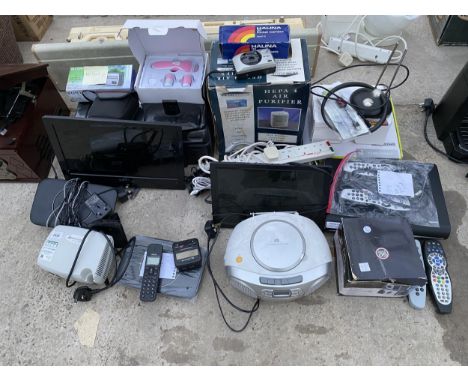 AN ASSORTMENT OF ITEMS TO INCLUDE CD PLAYERS, REMOTE CONTROLS AND AN AIR PURIFIER ETC