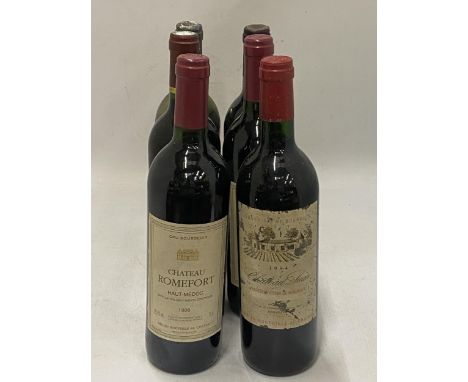 A MIXED LOT OF SIX BOTTLES OF MATURE BORDEAUX TO INCLUDE 2 X ROMEFORT HAUT MEDOC 1996, 1 X PONT DE GUESTIER LALANDE DE POMERO