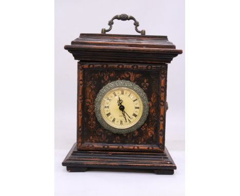 A WOODEN MANTLE CLOCK INCORPORATING A STORAGE BOX