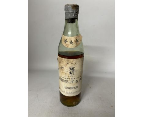 A SMALL BOTTLE OF BARNETT AND FILS COGNAC MAXIMUM PRICE 21/6 PER BOTTLE (LEVEL BELOW SHOULDER)