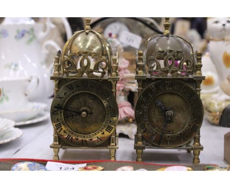 TWO VINTAGE "SMITHS" BRASS LANTERN CLOCKS ONE MECHANICAL AND ONE BATTERY