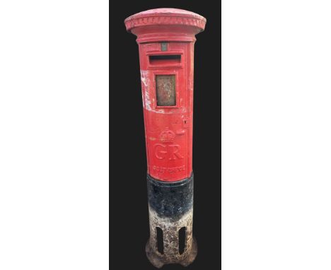 A cast iron George VI pillar post box, the post box 120cm high, 210cm high overall**Please note that this  lot in this auctio