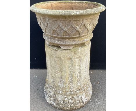 A garden planter on stand, 78cm high overall, the planter 50cm diameter
