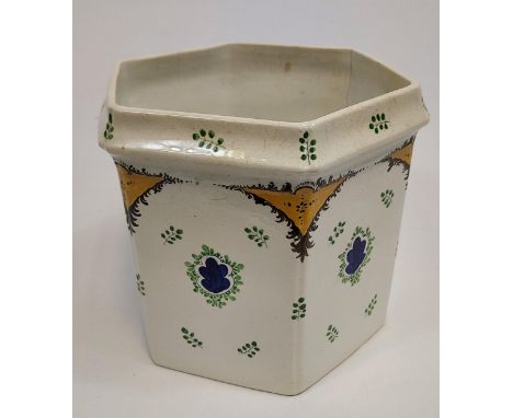 T. Goode &amp; Co Wemyss ware hexagonal planter with hand painted design. [21cm in height] 
