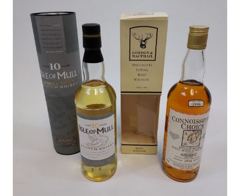 Two Bottlings of vintage whisky, 1996 Connoisseur choice Single Islay Malt Scotch whisky, Isle of Mull Scotch Whisky, aged 10