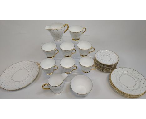 A Vintage Shelley Blue Polka dot tea service 