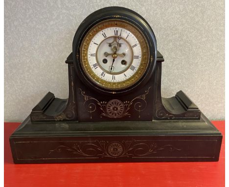 A 19th century French ornate slate mantle clock [36x50x17cm] 