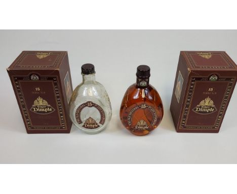A Bottling of 15 years old, The Original Dimple DeLuxe Scotch Whisky, full sealed and boxed. Together with another empty bott