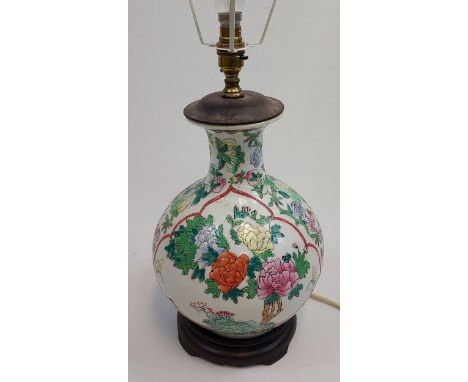 A Large 20th century Chinese hand painted table lamp. [52cm including light fitting] 