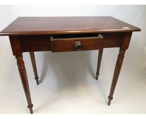 Victorian console table with central drawer upon turned legs. (73.5cmx85.5x47.5) 