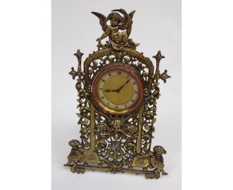 Antique cherub design body table top clock. [27cm in height] 