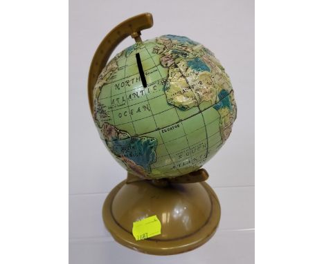 A Vintage Commonwealth Plastic Corp. U.S.A. made globe bank. 