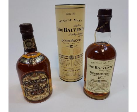 Single Malt The Balvenie Doublewood aged 12 year old whisky, Together with a Chivas Regal Scotch whisky. 