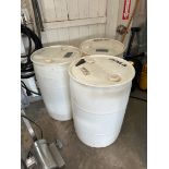 Lot of (14) Plastic 55 Gallon Drums | Rig Fee Hand Carry