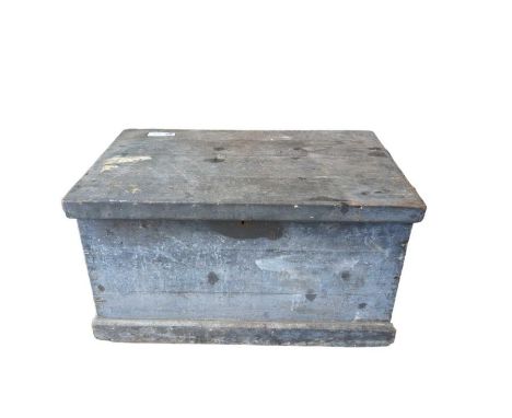 A late 19th Century painted wood trunk with iron carrying handles 49cms high 84cms wide