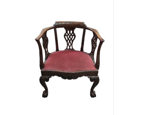 A late 19th Century mahogany Chippendale style chair with drop-in seat