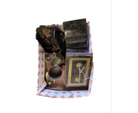 A quantity of small brass vases, a 19th century novelty desk stand with coiled serpents flanking a candlestick with shell to 