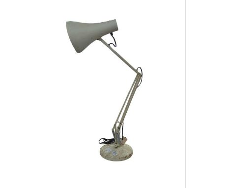 A white painted metal angle poise lamp