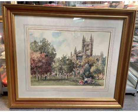 George Sturgeon – Cathedral gardens, coloured print, signed in pencil, 42cm x 56cm