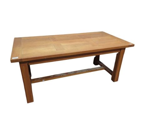 A Ludwik (Poland) rectangular light oak extending dining table (two draw leaf extensions) approx. 180cm unextended 91cm wide 