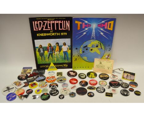 A Led Zepplin at Knebworth 1979 Official Programme; a The Who Summer of '79 tour programme including original ticket stub fro