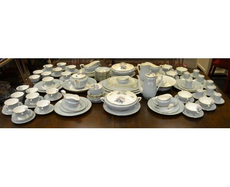 An extensive Royal Worcester Woodland pattern eight setting dinner service, including oval meat platter, tureens, dinner and 