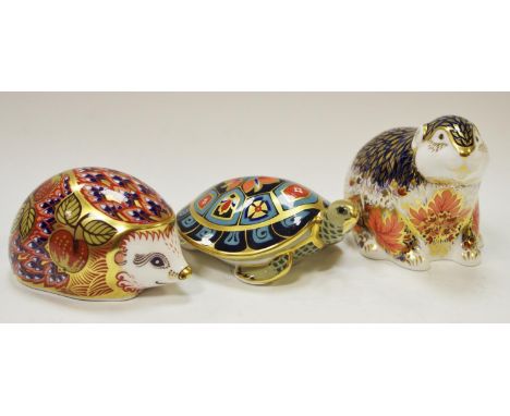 A Royal Crown Derby limited edition paperweight, Riverbank Beaver, 3381/5000, boxed with certificate; others, Terrapin and Br