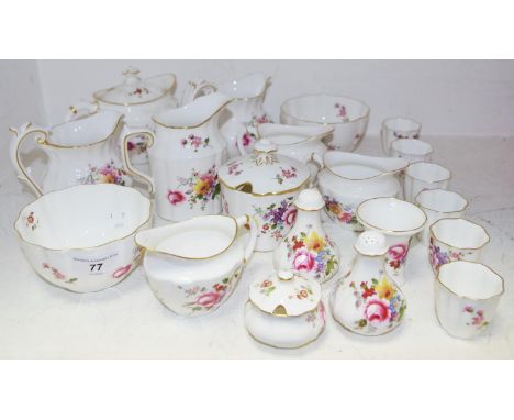 Royal Crown Derby Posie pattern including teapot, milk cream, salt and pepper, sugar bowl etc (20) 