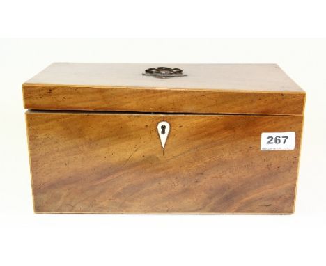 A fine flame mahogany veneered tea caddy, 31cm x 15cm x 15cm