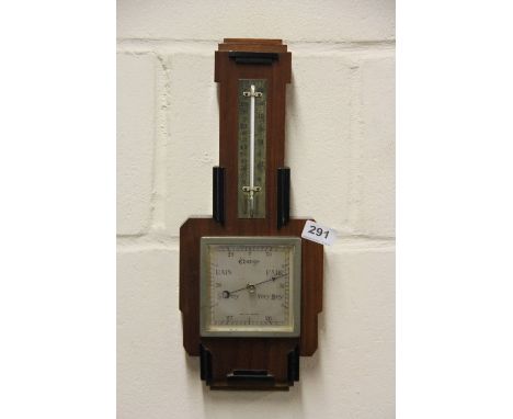 An Art Deco barometer and thermometer, H 41cm