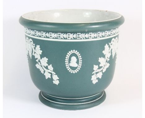 A lovely pate sur pate porcelain planter, H 20.5cm Dia 24.5cm