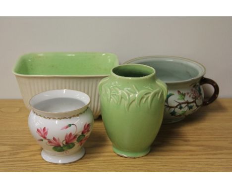 A Clarice Cliff planter and 3 other items