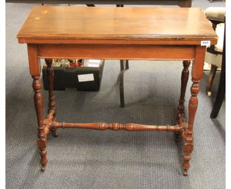 An Edwardian mahogany and pine folding card table, W 84cm