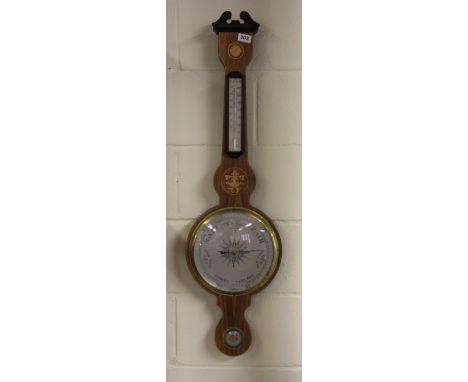 An inlaid mahogany barometer, H 101cm