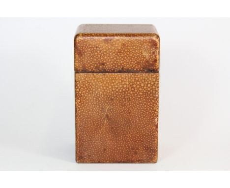 A shagreen covered oriental papier mache tea caddy, H 16cm