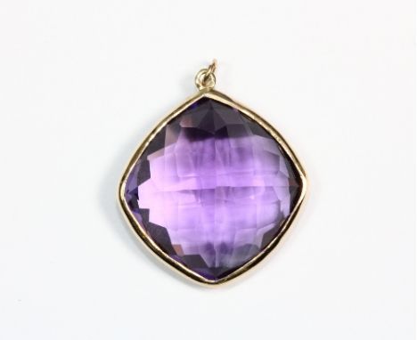 A 9ct gold mounted faceted square cut amethyst (approx. 38.7ct)