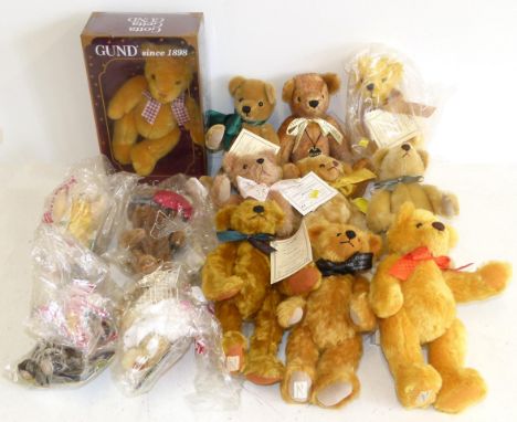 Nine Deans teddy bears, a Gund bear and four Merry Thoughts teddy bears Condition reports are not available for our Interiors