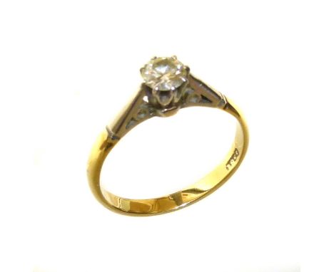 A diamond solitaire 18ct gold ring, the round brilliant cut diamond approx 0.25ct Condition reports are not available for our