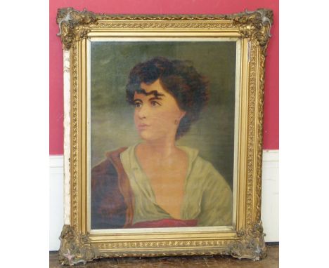 English School, 19th century, Portrait of a lady, unsigned, oil on canvas, in a gilt frame. Condition reports are not availab