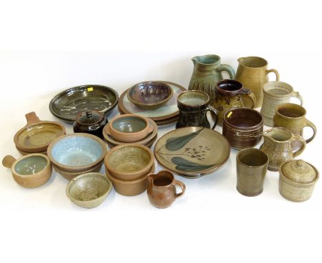 Twenty nine pieces of studio pottery including a John Maltby Stoneshill pottery tankard, Abjua pottery beaker, Diana Worthy a