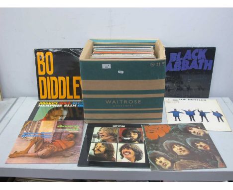 A Miscellaneous Box of Over Fifty LPs, to include Black Sabbath - Master of Reality (Vertigo 6360 050, 1971, UK 1st press box