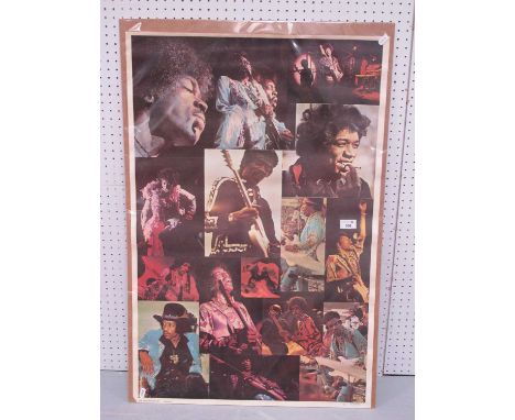 Jimi Hendrix Collage Poster, printed by Dargis Associates in The U.S.A 1976, 35" x 23".
