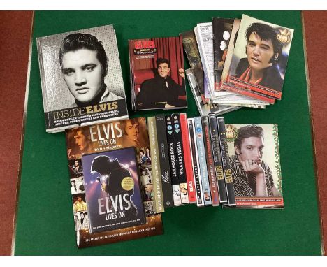 Elvis Presley Books and DVDs, to include Inside Elvis book and CD (Elvisone-5E, 2020), Elvis Back In Living, Stereo (Memphis 