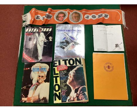 Elton John Collection, includes 'The Captain Fantastic' concert scarf, Louder Than Concord 1976 tour program, Elton at Watfor