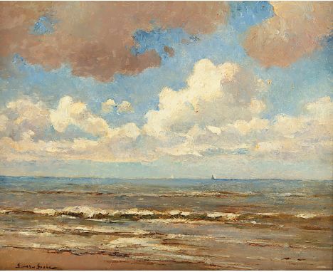 GROBE, German (1857-1938), "Meeresbrandung am Strand", Öl/Malkarton, 40 x 50, unten links signiert, R. 
