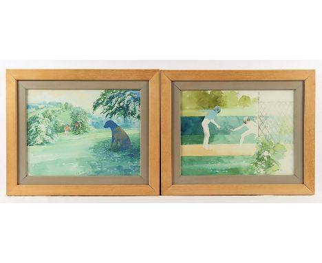 UNSWORTH, Peter, 2 Arbeiten, "Runners &amp; Dog", "Fencers", Aquarelle/Papier, 30 x 40, unten rechts signiert und datiert '78