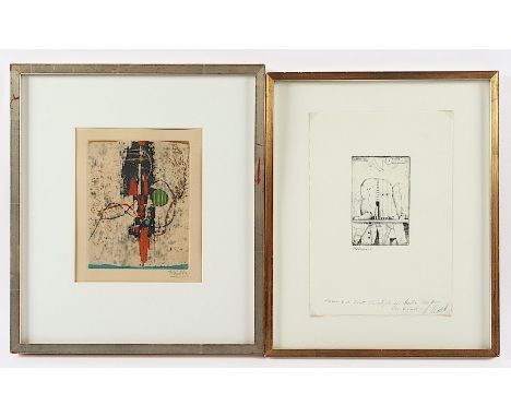KORAB, Karl und Johnny Friedlaender, zwei Radierungen, bis 14 x 11, jeweils handsigniert, R. 