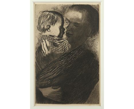 KOLLWITZ, Käthe, "Mutter mit Kind auf dem Arm", Radierung, 19,5 x 12,5, 1910, R. 
